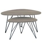 NANCY ΚΑΡΥΔΙ MDF ΣΕΤ 2 ΤΡΑΠΕΖΑΚΙΑ - ΜΕΤΑΛΛΟ/MDF/3D PAPER - ΚΑΡΥΔΙ