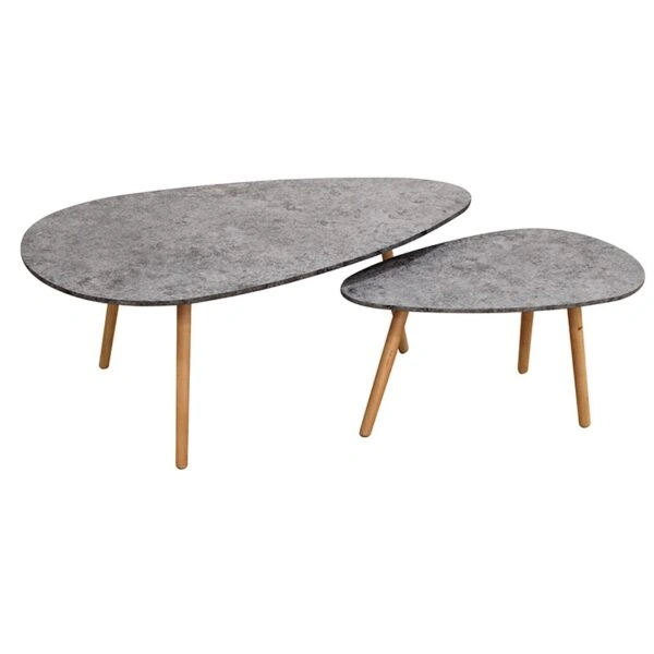 TAMY ΣΕΤ 2τμχ. CEMENT COLOR 116Χ65Χ45 & 75Χ43Χ40εκ. ΤΡΑΠΕΖΙ ΣΑΛΟΝΙΟΥ - ΞΥΛΟ/MDF - ΤΣΙΜΕΝΤΟ