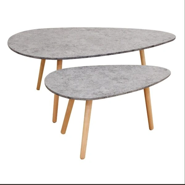 TAMY ΣΕΤ 2τμχ. CEMENT COLOR 116Χ65Χ45 & 75Χ43Χ40εκ. ΤΡΑΠΕΖΙ ΣΑΛΟΝΙΟΥ - ΞΥΛΟ/MDF - ΤΣΙΜΕΝΤΟ