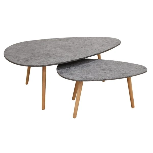 TAMY ΣΕΤ 2τμχ. CEMENT COLOR 116Χ65Χ45 & 75Χ43Χ40εκ. ΤΡΑΠΕΖΙ ΣΑΛΟΝΙΟΥ - ΞΥΛΟ/MDF - ΤΣΙΜΕΝΤΟ