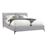 Κρεβάτι Ikina  βελούδο σε ανοιχτό γκρι απόχρωση 160x200εκ