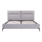 Κρεβάτι Ikina  βελούδο σε ανοιχτό γκρι απόχρωση 160x200εκ