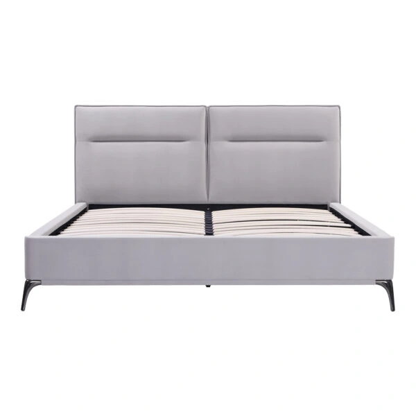 Κρεβάτι Ikina  βελούδο σε ανοιχτό γκρι απόχρωση 160x200εκ