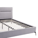 Κρεβάτι Ikina  βελούδο σε ανοιχτό γκρι απόχρωση 160x200εκ