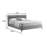 Κρεβάτι Ikina  βελούδο σε ανοιχτό γκρι απόχρωση 160x200εκ