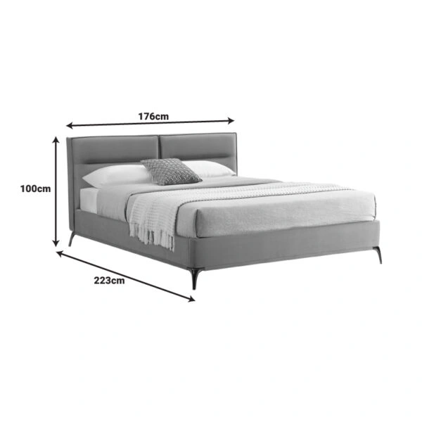 Κρεβάτι Ikina  βελούδο σε ανοιχτό γκρι απόχρωση 160x200εκ