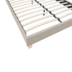 Κρεβάτι Mago  ύφασμα σε εκρού απόχρωση με φυσικό ξύλινο πόδι 160x200εκ