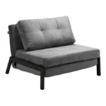 Πολυθρόνα-κρεβάτι Fancy  βελούδο σε ανθρακί απόχρωση και πόδι μαύρο μέταλλο 95x98x70εκ
