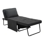 Σκαμπό-κρεβάτι Grejio  ύφασμα σε ανθρακί απόχρωση κα πόδι μαύρο μέταλλο 70x70x45εκ