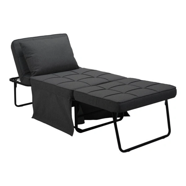 Σκαμπό-κρεβάτι Grejio  ύφασμα σε ανθρακί απόχρωση κα πόδι μαύρο μέταλλο 70x70x45εκ