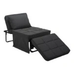 Σκαμπό-κρεβάτι Grejio  ύφασμα σε ανθρακί απόχρωση κα πόδι μαύρο μέταλλο 70x70x45εκ