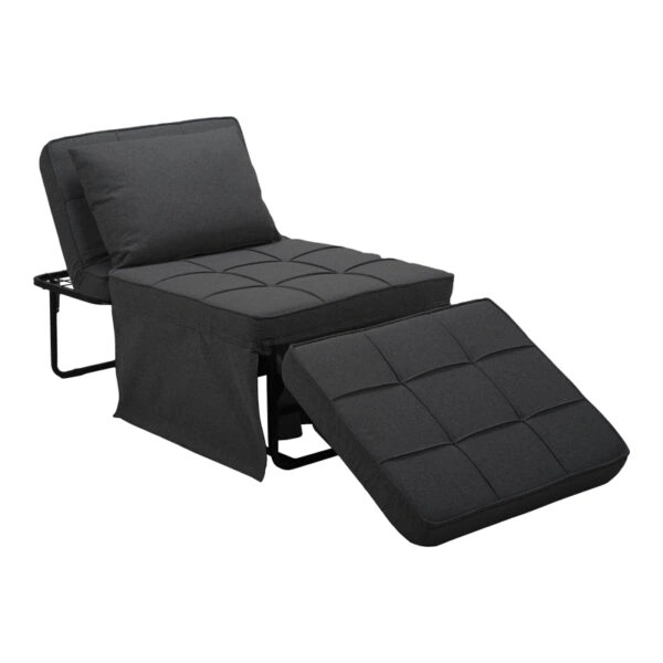 Σκαμπό-κρεβάτι Grejio  ύφασμα σε ανθρακί απόχρωση κα πόδι μαύρο μέταλλο 70x70x45εκ