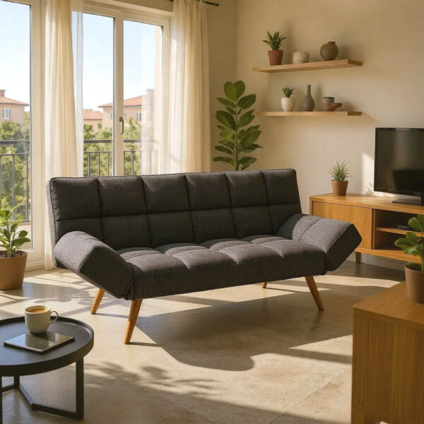 Καναπές - κρεβάτι 3θέσιος Freddo  ύφασμα ανθρακί 181x81x86εκ