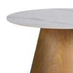 Βοηθητικό τραπέζι Soleire Inart λευκό μαρμάρου sintered stone-μεταλλική βάση Φ50x47.5εκ