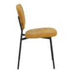 Καρέκλα Cathair  μπουκλέ ύφασμα σε κίτρινη απόχρωση με μαύρα μεταλλικά πόδια 48x53x82εκ