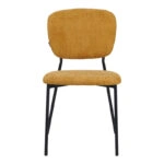 Καρέκλα Cathair  μπουκλέ ύφασμα σε κίτρινη απόχρωση με μαύρα μεταλλικά πόδια 48x53x82εκ