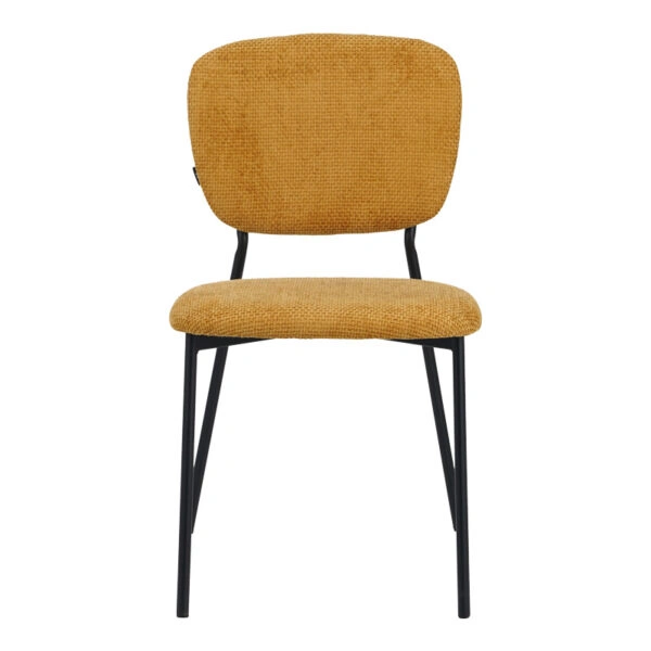 Καρέκλα Cathair  μπουκλέ ύφασμα σε κίτρινη απόχρωση με μαύρα μεταλλικά πόδια 48x53x82εκ