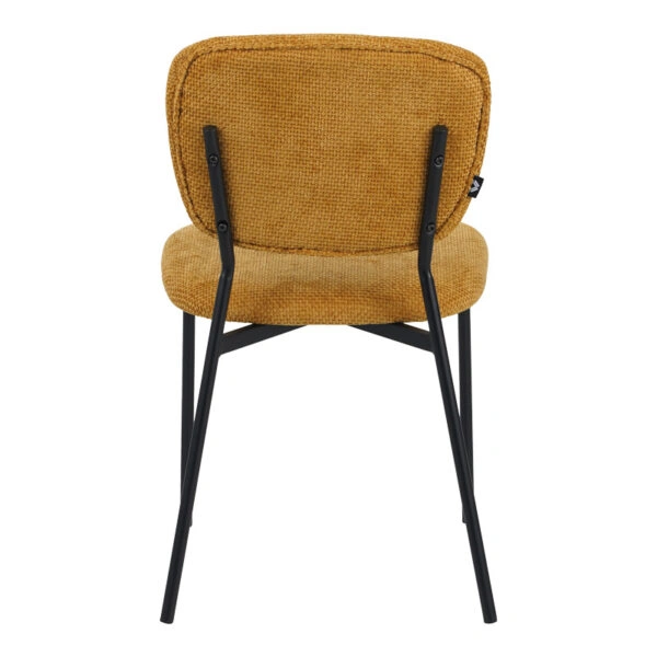 Καρέκλα Cathair  μπουκλέ ύφασμα σε κίτρινη απόχρωση με μαύρα μεταλλικά πόδια 48x53x82εκ