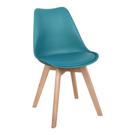 Καρέκλα Gaston  PP-PU μπλε απόχρωση- φυσικό πόδι 43x51x75εκ