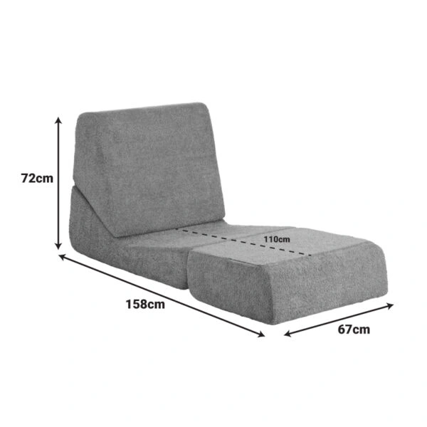 Πολυθρόνα-Κρεβάτι Ferderina  ύφασμα σε ανθρακί απόχρωση 66x102x73εκ