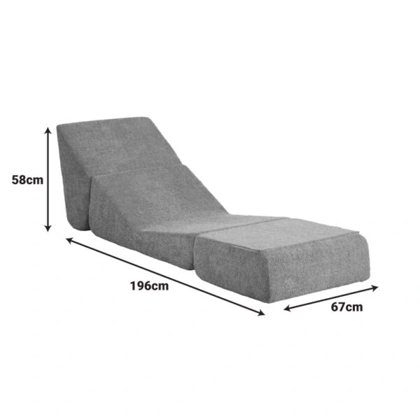 Πολυθρόνα-Κρεβάτι Ferderina  ύφασμα σε απόχρωση ανοιχτό γκρι 66x102x73εκ