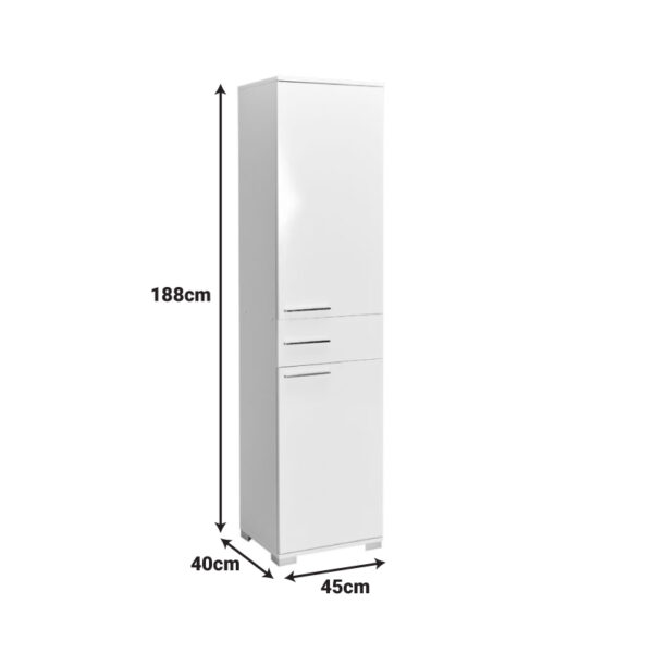 Ντουλάπα Chad με συρτάρια λευκό gloss 45x40x188εκ