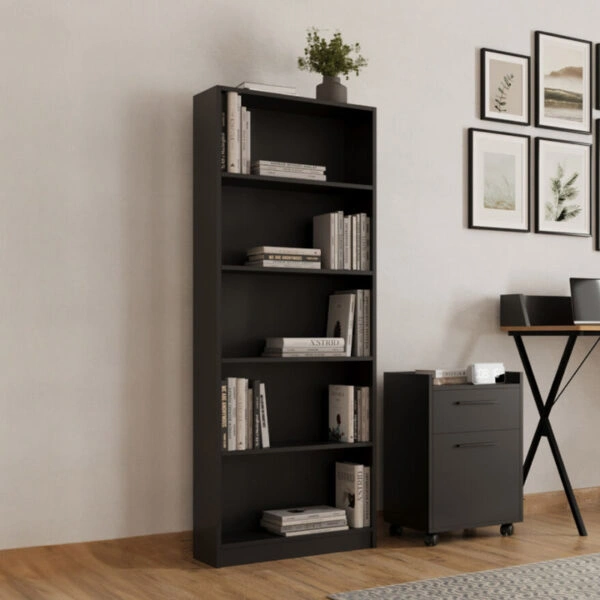 Βιβλιοθήκη Max σε ανθρακί απόχρωση 58x23x170εκ