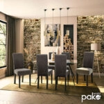 Καρέκλα Ditta  ανθρακί ύφασμα - πόδια ξύλο μασίφ wenge