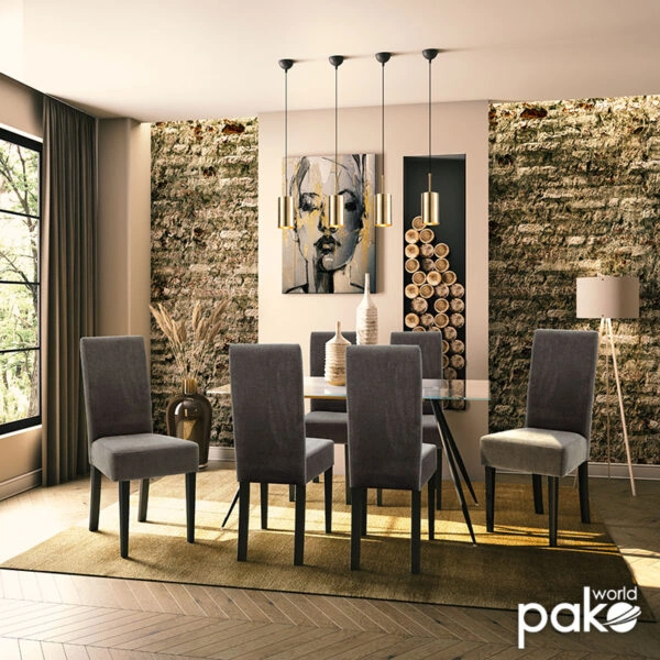 Καρέκλα Ditta  ανθρακί ύφασμα - πόδια ξύλο μασίφ wenge