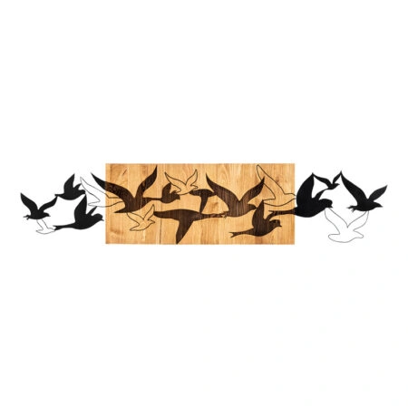 Διακοσμητικό τοίχου Excore ξύλο πεύκου σε φυσική απόχρωση με μαύρο μέταλλο 111x3x25εκ