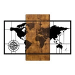 Διακοσμητικό τοίχου Merzo  ξύλο πεύκου σε φυσική απόχρωση με μαύρο μέταλλο 58x3x85εκ