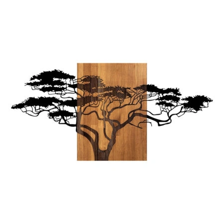 Διακοσμητικό τοίχου Efren ξύλο πεύκου σε φυσική απόχρωση με μαύρο μέταλλο 144x3x70εκ