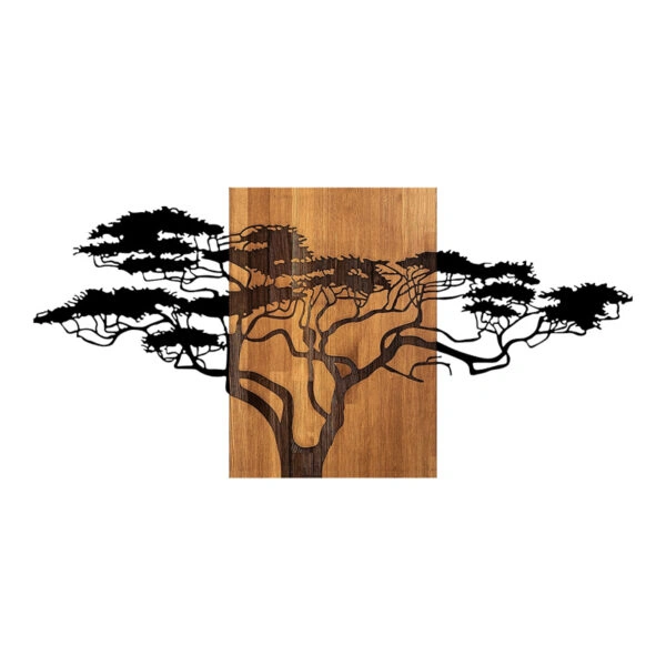 Διακοσμητικό τοίχου Efren  ξύλο πεύκου σε φυσική απόχρωση με μαύρο μέταλλο 144x3x70εκ