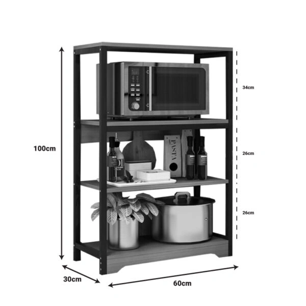 Ραφιέρα επιδαπέδια Daan  μέταλλο καρυδί-μαύρο 60x30x100εκ