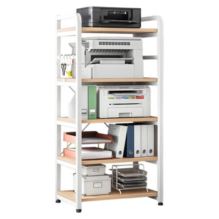 Ραφιέρα επιδαπέδια Lito  μέταλλο λευκό-φυσικό 60x40x140εκ