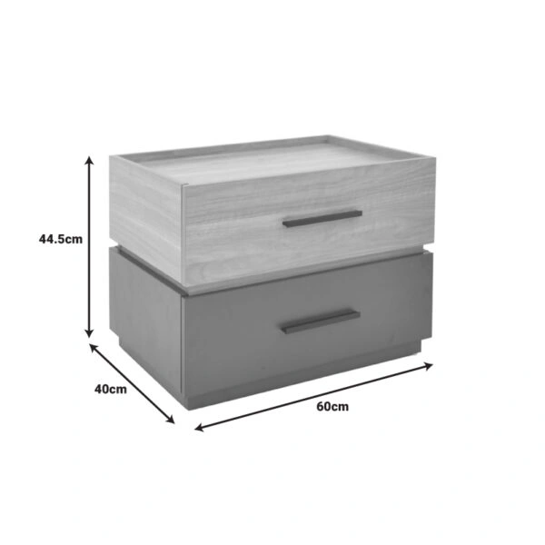 Κομοδίνο Sonlen  mdf σε sonoma-ανθρακί απόχρωση 60x40x44.5εκ