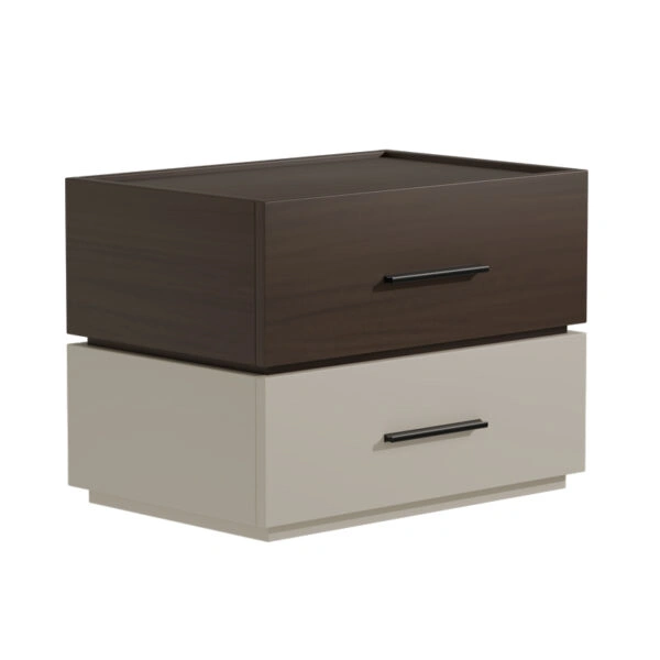 Κομοδίνο Sonlen  mdf σε καρυδί-μπεζ απόχρωση 60x40x44.5εκ