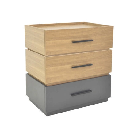 Κομοδίνο Sonlen pakoworld mdf σε sonoma-ανθρακί απόχρωση 60x40x66εκ