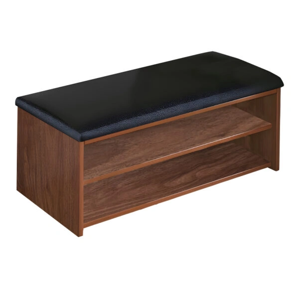 Παπουτσοθήκη-Σκαμπό Kiana  6 ζεύγων με μαυρο μαξιλάρι σε καρυδι απόχρωση 80x32x44εκ