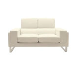 Καναπές Shea 2θέσιος PU ivory-inox 158x80x87εκ