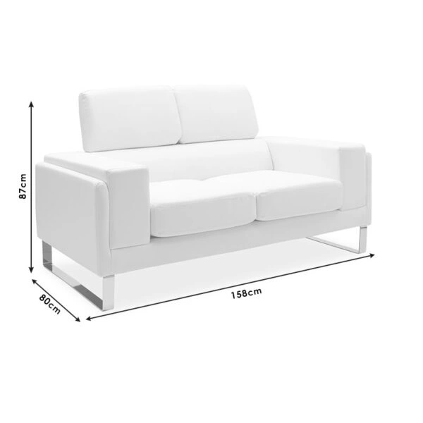 Καναπές Shea 2θέσιος PU ivory-inox 158x80x87εκ