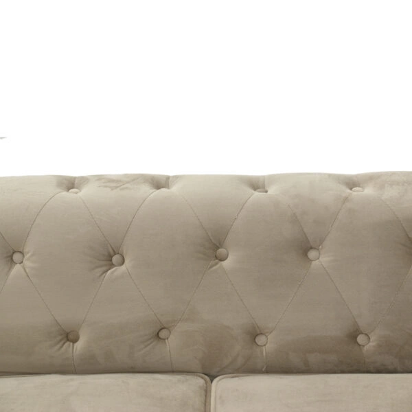 Kαναπές διθέσιος τ. Chesterfield  βελούδο σε μπεζ απόχρωση 160x84x67εκ