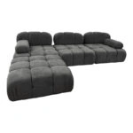 Kαναπές τριθέσιος με σκαμπό Hypnotic I  ύφασμα με μαξιλάρια σε γκρι απόχρωση 294x196x76εκ