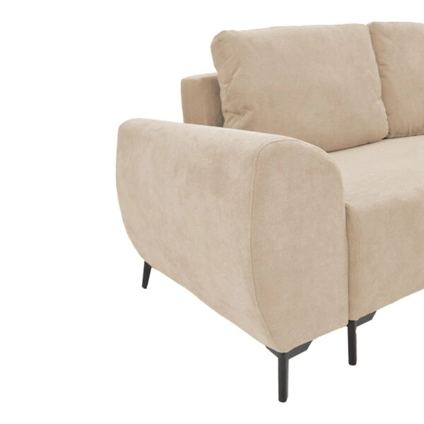 Kαναπές κρεβάτι τριθέσιος αναστρέψιμος Settee ύφασμα με αποθηκευτικό χώρο σε μπεζ απόχρωση 286x204x93εκ