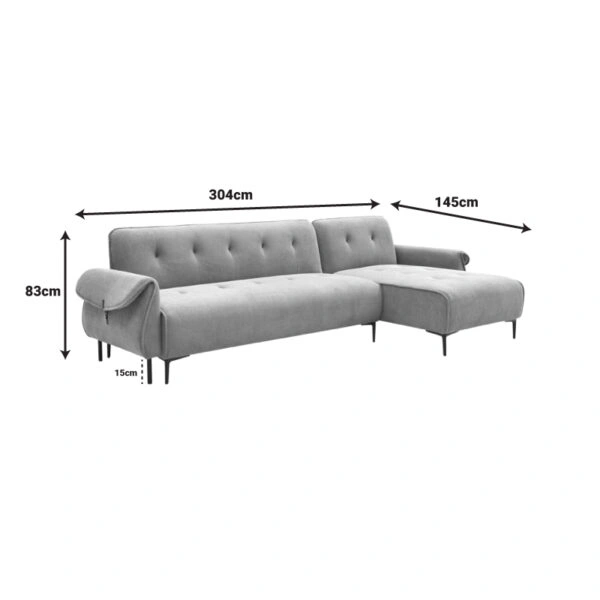 Kαναπές κρεβάτι τριθέσιος αναστρέψιμος Nuavid ύφασμα σε χακί απόχρωση 293x143x85εκ