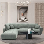 Γωνιακός καναπές Gianco  αναστρέψιμος ύφασμα σε μέντα απόχρωση 298x208x85εκ