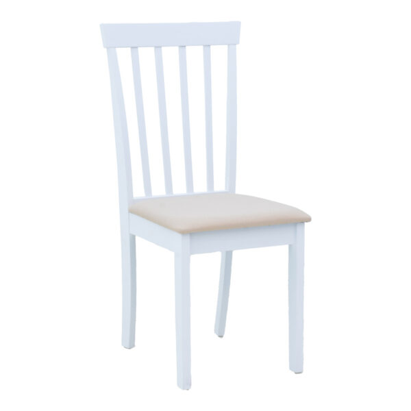 Καρέκλα Houston  rubberwood σε λευκή απόχρωση 40x49x94εκ