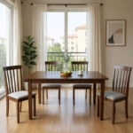 Tραπεζαρία επεκτεινόμενη Mabor-Houston  ξύλο σε καρυδί απόχρωση 120-150x80x73,8εκ