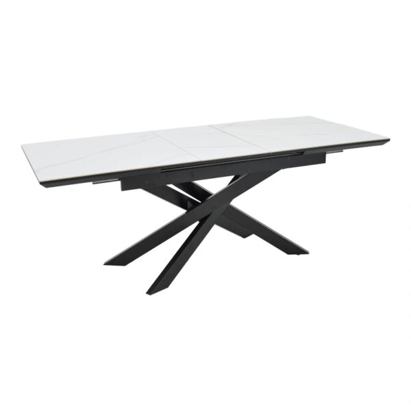 Τραπέζι Rogemi  sintered stone -γκρι mdf-μαύρο μέταλλο 160-200x90x75εκ