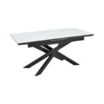 Τραπέζι Rogemi  sintered stone -γκρι mdf-μαύρο μέταλλο 160-200x90x75εκ